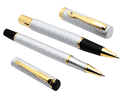 Ledos Set Of 2 - Millennium Famous Design Silver Roller ball Pen Metal Body With Golden Clip New