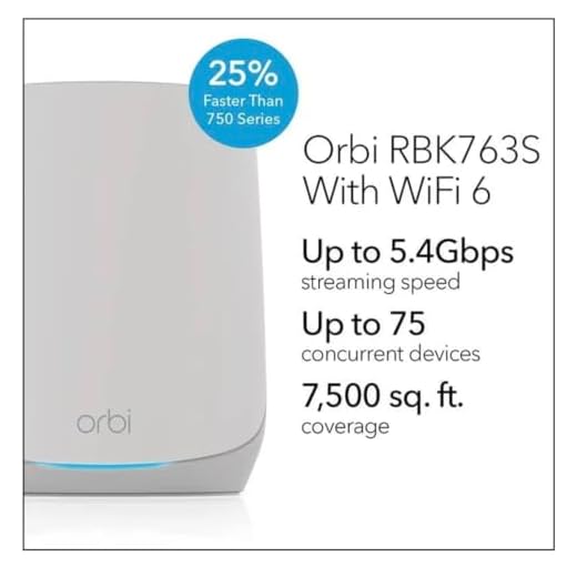 Netgear RBK763S-100NAS Orbi Tri-Band WiFi 6 Mesh System Router + 2 Satellites
