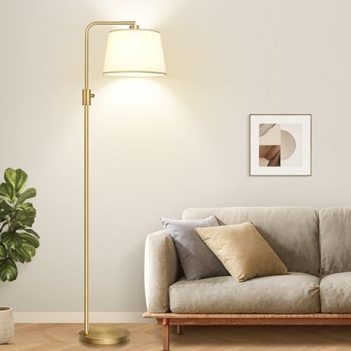 Image of 【Upgraded】 Dimmable Floor Lamp, 1000 Lumens LED Edison Bulb Included, Arc Floor Lamps for Living Room Modern Standing Lamp with Shade, Tall Lamps for Living Room Bedroom Office Dining Room - Gold
