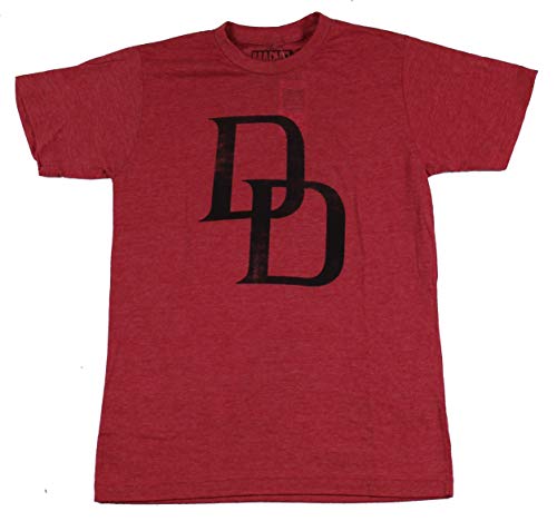 Daredevil (Marvel Comics) Mens T-Shirt - Simple Distressed Classic DD Logo Image (XX-Large) Blue