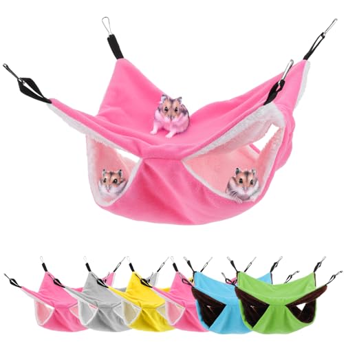6PCS Rat Hammocks for Cage, Double Layer Soft Hanging Beds for Gu...