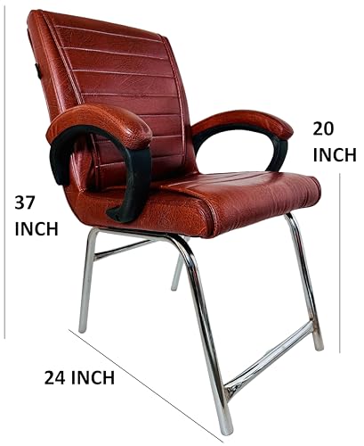 Image of Goyal steel & furniture Executive Office Study Reception Library School Chair Home Study Library Chair with Cushioned seat Back (1, Tan, H Frame)