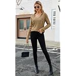 Pullover Damen Hoodie Langarm V Ausschnitt Kapuzenpullover Lockere Sweatshirt Oberteil mit Kordelzug – Bild 5