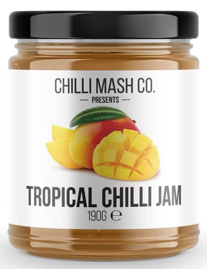 Chilli Mash Company - Tropical Chilli Jam | Medium Chilli Heat/Mermelada de chiles tropicales | Picor de chile medio - Tarro de vidrio de 6.70 oz / 190 gr