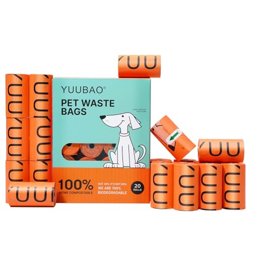 YUUBAO 100% Compostable Lavender Dog Poop Bags Rolls, Dog Poop Trash Can Outside, Scented, puppy essentials, 300 Counts Pet Waste Bags for Big and Small Dogs