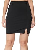 Mehrang Women's Knee Length Formal Pencil Mini Skirt with Elastic Waist Band and Slit, Girl's/Women's Classic Stretchy All Time Trendy Skater Pencil Knee Length Skirts (S, Black)