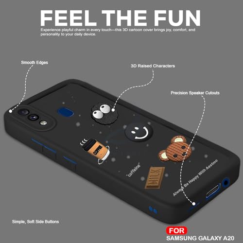 Image of AESTMO Back Case Cover for Samsung A20 / A30 / M10s Cover | Cute Fun Cartoon 3D Ball | Coffee Silicone Case | Full Body Protection | Camera Protection Back Cover for Samsung A20 / A30 / M10s (Black)