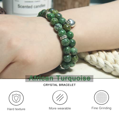 Healing Bracelets For Women - African Turquoise Bracelet - Healing Prayers Crystal Bracelet, 8Mm Natural Stone Anti Anxiety Stress Relief Yoga Beads Get Well Soon Gifts #TOP1