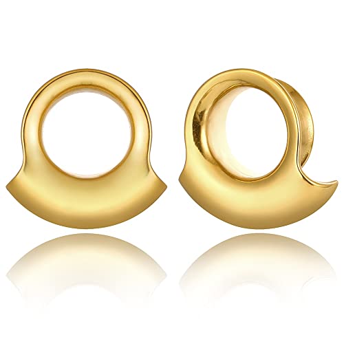 Image of Twolobes 2PCS Ear Plugs Gauges for Stretched Ears Hypoallergenic 316 Stainless Steel Ear cuff Tunels 8mm-25mm (0G-1") Body Piercing Jewelry for Women Men, 00G(10mm), Metal, no gemstone