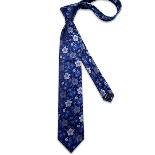 Image of DiBanGu Mens Paisley Tie Sets Silk Jacquard Woven Floral Necktie and Pocket Square Cufflinks Wedding Business Party