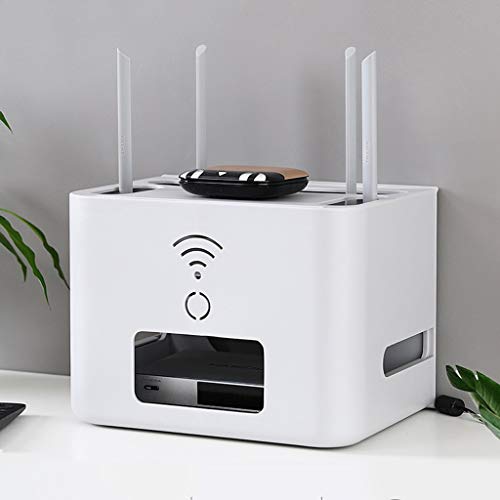 WLAN-Router Set Top-Box Sky Box DVD-Player CD-Aufbewahrung Regal Steckdose Netzkabel Desktop Storage Box (Farbe : Weiß)
