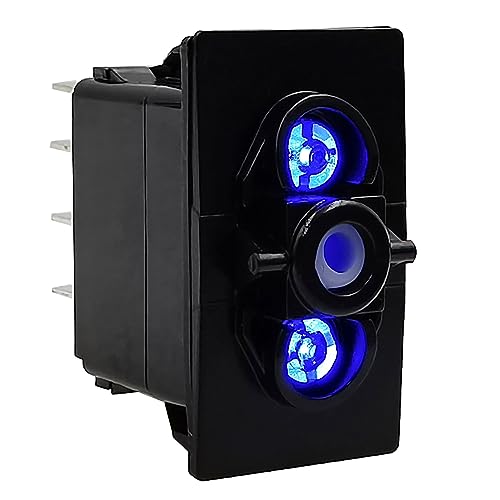 Image of Dual Blue Led 7 Pin (ON)-Off-(ON) DPDT 3 Way Momentary Rocker Switch Base for ARB /Carling Auto Marine Boat Dashboard Switch Replacement 12V /24V IP68