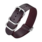 EDVENA Cinturini In Vera Pelle Fatti A Mano Da 18 Mm, 20 Mm, 22 Mm, Cinturini For Orologi Vintage Con Fibbia In Acciaio Inossidabile(Wine Red,22mm)