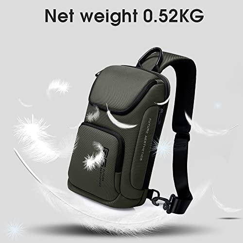 Image of BANGE Sling Bag for Men,Shoulder bags Crossbody Sling Backpack for Men and Women, Green, Durable