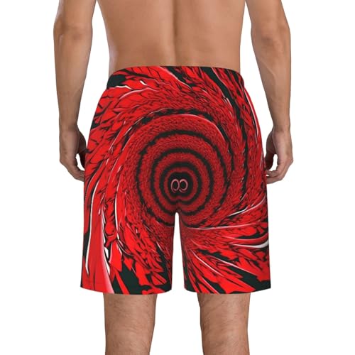 Men's Beach Shorts Swim TrunksFun Patterns Red Flower Vortex Spiral Print for Surfing Running Summer Vacation3