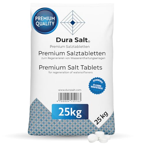 Dura Salt Salztabletten für Wasserenthärtungsanlagen - 25 kg Regeneriersalz - Premium Siedesalz nach DIN 973 Typ A