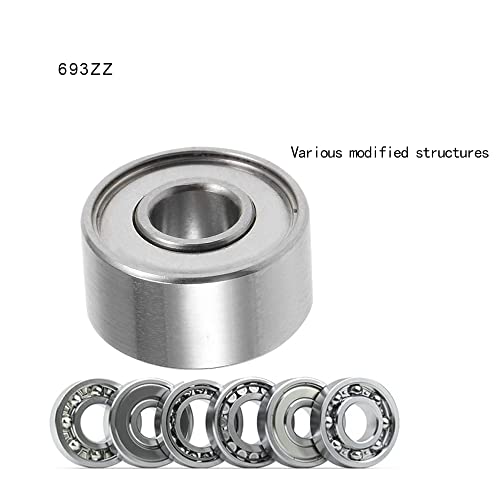 10 Stück 693ZZ Kugellager 3 mm x 8 mm x 4 mm doppelt geschützte Rillenkugellager für DIY, Drehbänke, Motoren, 3D-Drucker, Fräsmaschinen, verschiedene mechanische Geräte, etc.