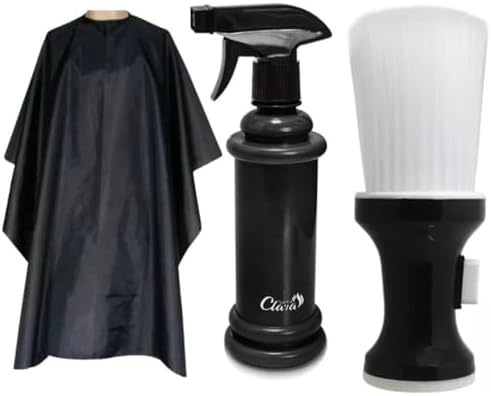 Kit Barbeiro Capa + Borrifador + Espanador Talqueira