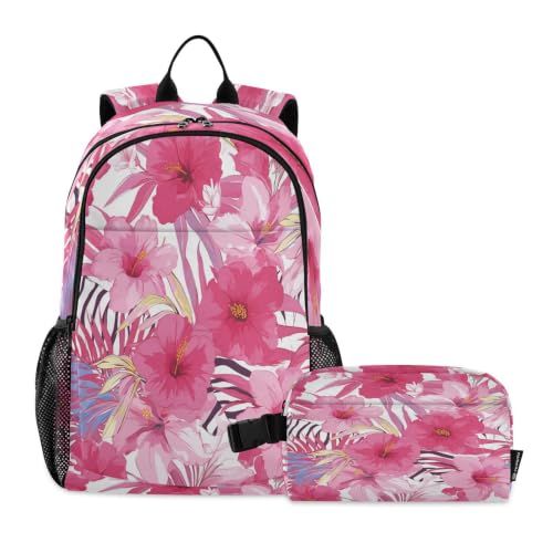 Sac à dos zèbre rose fleurs sac d'école enfant fille garçon avec sac à lunch