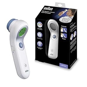 Braun Sensian 5 Termometro frontale senza contatto, Guida al posizionamento, Display digitale con codifica a colori, Misurazione in 2 secondi, Adatto a neonati e bambini, BNT300