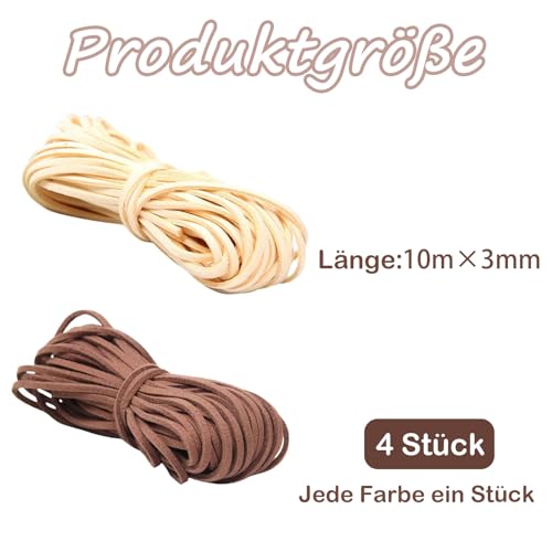 4 Stück Lederband Für Ketten, 10 M ×3 Mm Lederriemen Meterware, Lederschnur, Lederbänder Für Ketten Lederschnur Für Armband Halskette Handwerk Schmuck