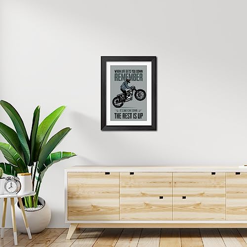Image of TenorArts Motorcycle Riding Posters Photo Frame Bikers Bullet Rider Motivational Quotes Laminated Poster Framed Painting with Matt Finish Frames (9inches x 12inches) (Rest is Up)