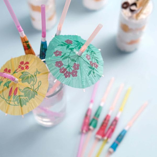 50 pitillos multicolor con sombrilla para fiesta miniatura 5
