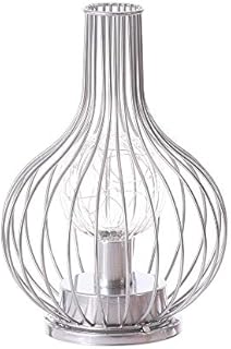 IHONYI Battery Operated Table Lamp, Cordless Metal Bedside Desk Lamp, Modern Iron Basket Cage Style Night Light for Home Bedroom Living Room Patio Hotel