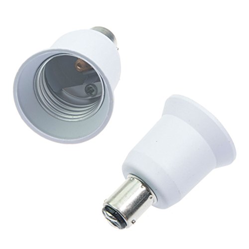 5PCS PBT BA15D to E26 Screw Light Socket Adapter White Lamp Base Converter
