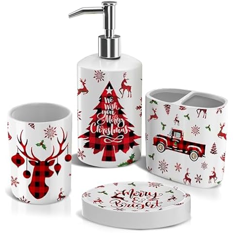 Reindeer Christmas Bathroom Accessory Set Cover