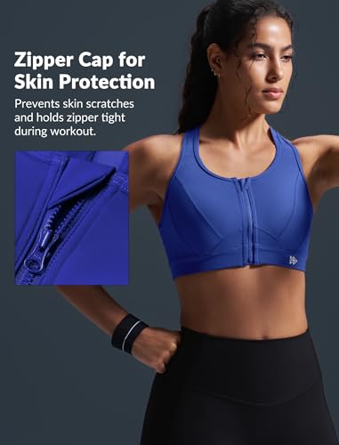 Image of Yvette Zip Front Sports Bra - High Impact Sports Bras for Women Plus Size Workout Fitness Running