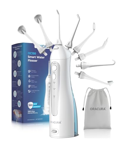 ORACURA OC150 Dental PRO Smart Water Flosser White, 150ml water tank capacity, Portable &...