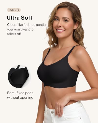 Image of Ubras Wireless Bralette Seamless T-Shirt Bra Spaghetti Strap Bra | Women, Pull On, Comfortable, Breathable, Smooth, Daily Wear