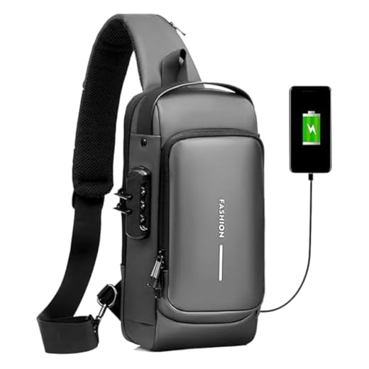 Mochila Sling Pochete Anti-Roubo com Porta USB – Fashion, Impermeável e Confortável para Homens e Mulheres, à Prova D'água, Bolsa de Ombro Transversal