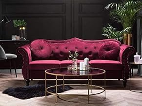 WESTERN WOOD ART Modern & Traditional 3 Seater Sofa Luxury Chesterfield Sofa for Looking in Luxurious Design for Living Room Dining Room for Home & Living Room Office. (Pink)