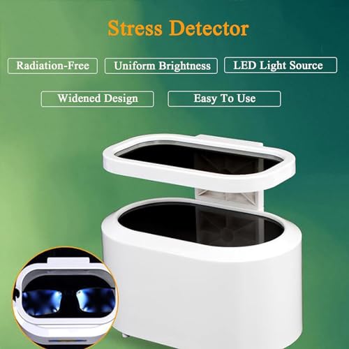 Medidor óptico de tensión de lente con luz LED y temporizador, evalúa la distribución de la fuerza y la iluminación para lentes ópticas, ideal para tiendas de gafas y fábricas