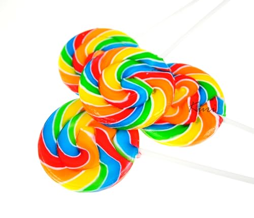 Runde bunte Lutscher mit süßem Geschmack – 30 Gramm – 18 Stück - Regenbogen spirale