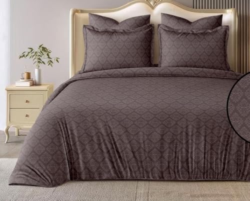 Image of DECOR2ADMIRE Super King Size Cotton Bedsheet 108x108 Inches, 400 TC Premium Cotton Bed Sheet with 2 Pillow Covers, Soft Breathable Luxury Printed Bedding (Elegant Brown Printed)