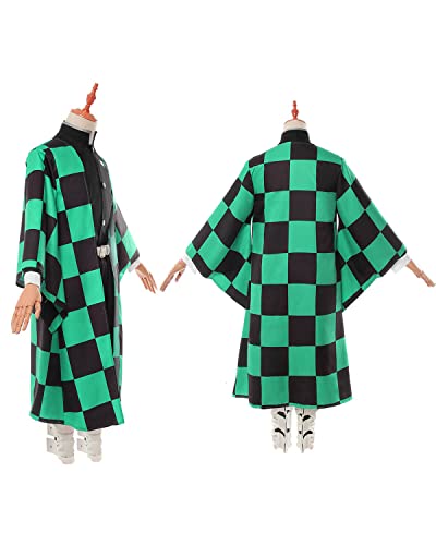 Nuoqi Tanjiro Cosplay Outfit Tanjiro Kamado Cosplay Costume Anime Robe Kimono Outfit Halloween Costume M Green #TOP6