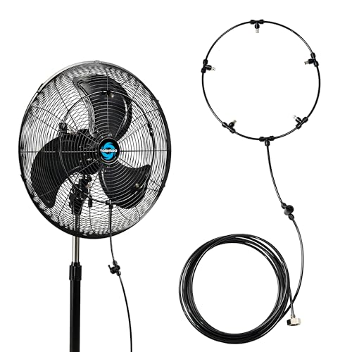 Image of Tornado 13 Inch Outdoor Misting Kit for Fan Cooling, Portable Misting System with 19.6FT Line & 5 Brass Nozzles for Patio, Backyard, Porch, Garden, Fits Most Outdoor Fans