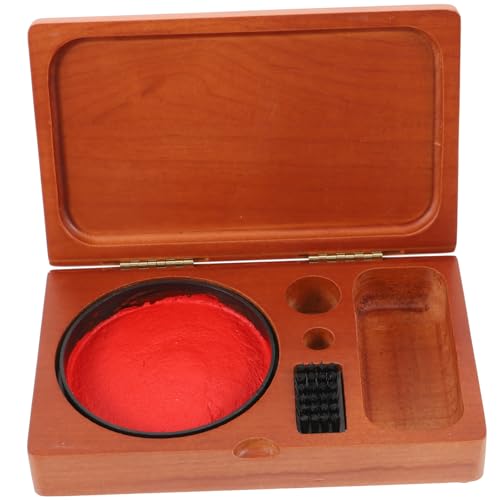 HAWILLOSCH Seal Stamp Box Wood Seal Box Ink Paste Container Desktop Vintage Wooden Stamper Storage Case