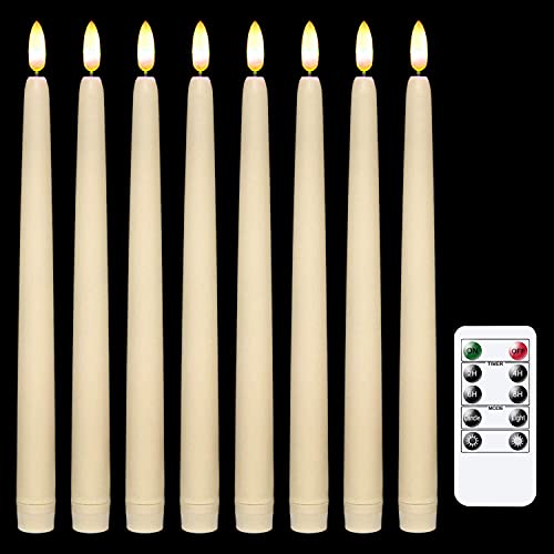 IMAGE Taper Candle Lights 12Pcs Battery Operated LED Tapered Candles with Remote and Timer Function Flickering Ivory Taper Candles for Wedding Christmas Valentine's Day Party