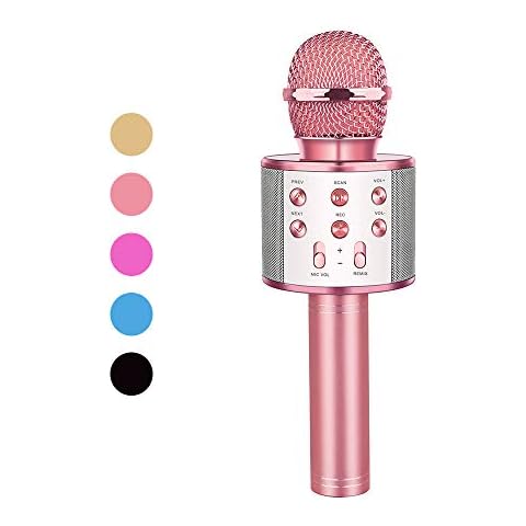 Vailge Microphones for Kids Wireless Microphone, Portable Handheld Mic Speaker Machine Compatible with Smart Phone Android iPad PC, for Home KTV Outdoor Party (Rose Pink) Cover