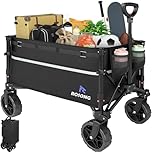 ROSONG Carro Plegable con Ruedas Plegable, carros Plegables de Alta Resistencia para comestibles, Deportes, jardín, Compras, Camping, carretillas (Negro, 120 L)