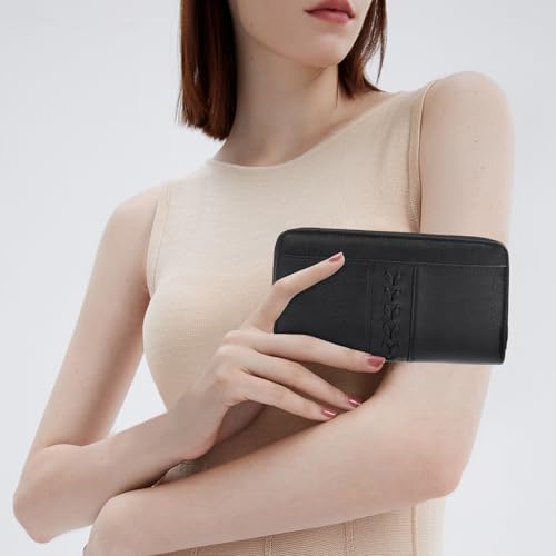 Image of FALAN MULE Wallets for Women Trifold Wristlet Wallets Large Capacity RFID Blocking Ladies Purse Credit Card Holder