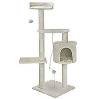 Albero Tiragraffi Per Gatti Bakaji 142cm - Con Cuccia, Amaca E Piattaforme - Grigio