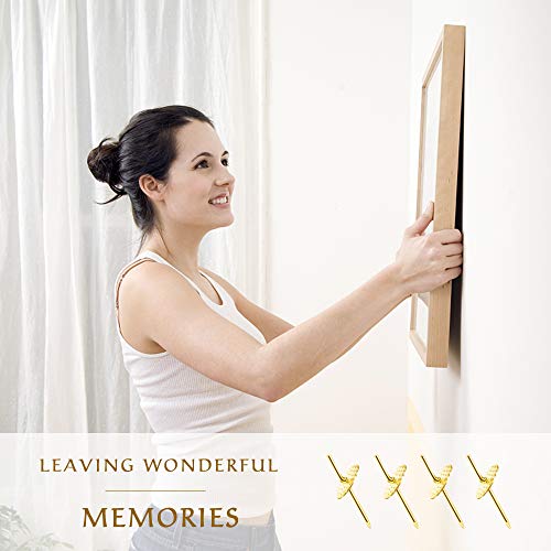 Image of 60pcs Picture Hangers, 20lbs Picture Hanging Hooks, Iron Alloy Nail Hooks, Professional Plaster Picture Hanging Kit on Wooden /Drywall Hanging Hardware for Clock,Mirror,Jewelry Golden (Pack of 2)