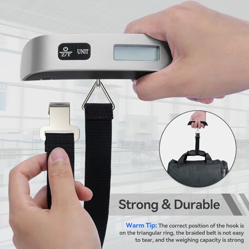 Image of Weight Machine for Luggage Weighing Scale for Luggage 2 Pack Dr.meter 110lb /50kg Backlight LCD Display Portable Weighing Machine for Luggage with Rubber Paint Handle,Temperature Sensor