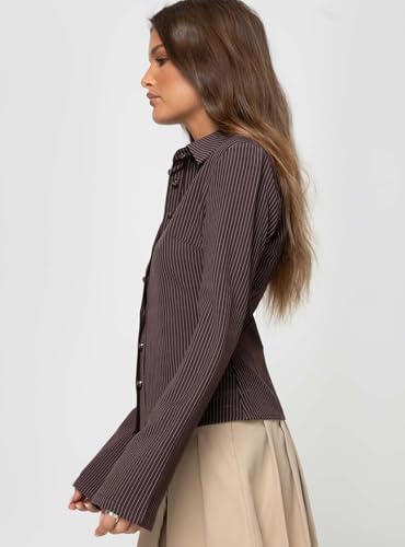Image of Princess Polly Womens Anni Pinstripe Shirt Blue