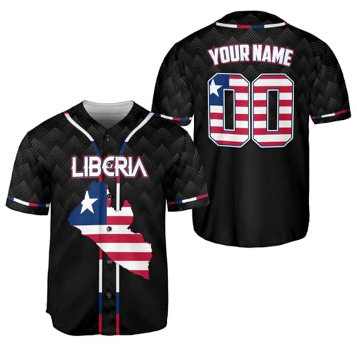 Personalized Liberia Baseball Jersey, Custom Liberian Pride Shirt,Liberian Shirt, Liberian Flag Baseball Jersey for Men Women miniatura 1